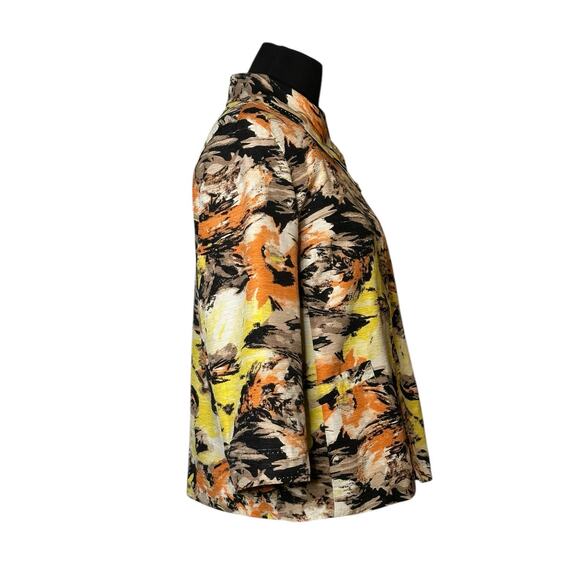 David Brooks vintage orange yellow print silk blazer jacket size Medium - Picture 6 of 16